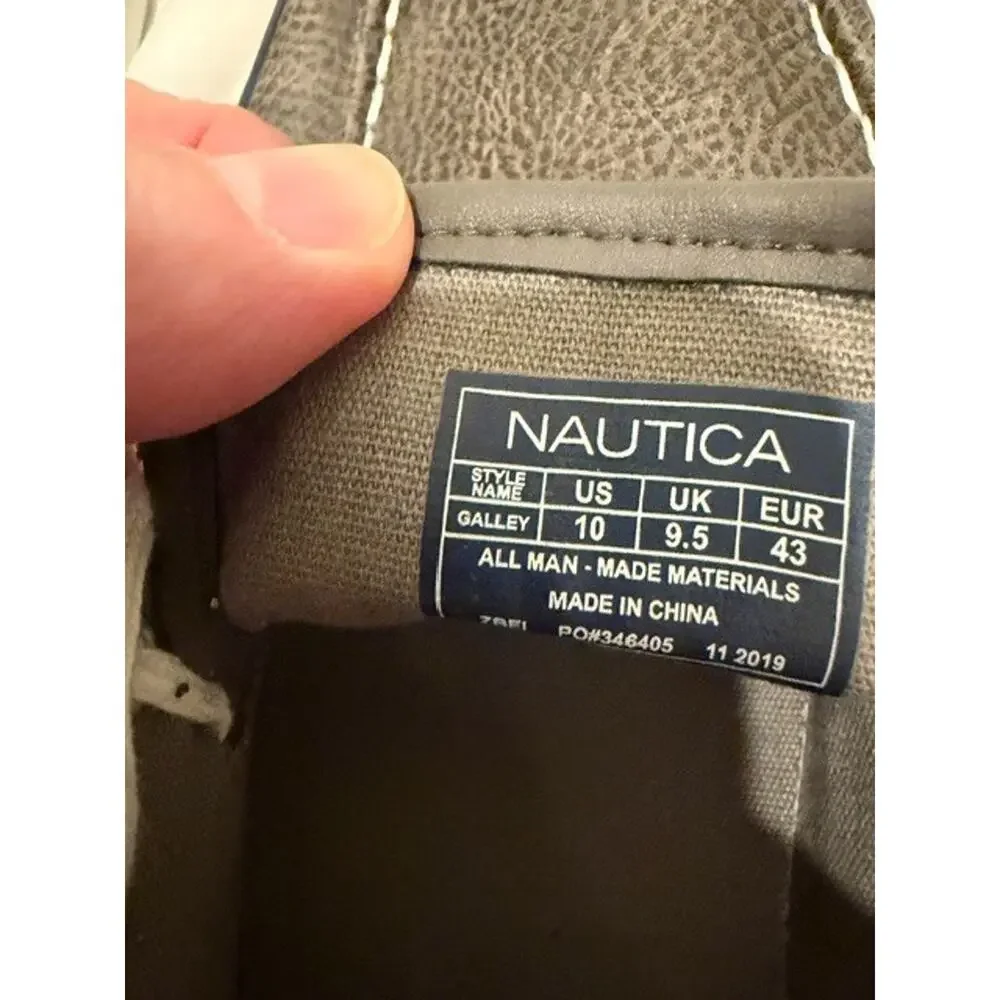 Nautica Men's Casual Boat Shoe Sneaker - Brown Faux Leather - Size 10